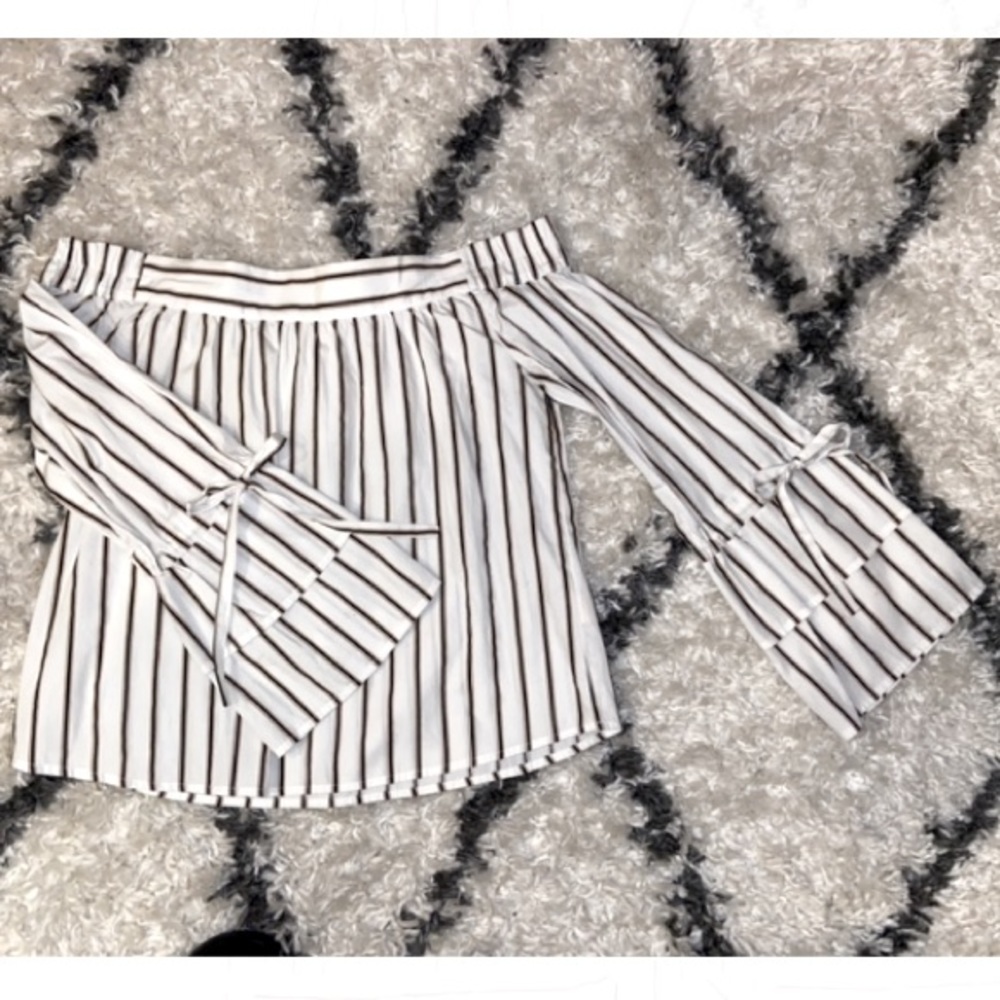 Off Shoulder Fluted Sleeve Blouse